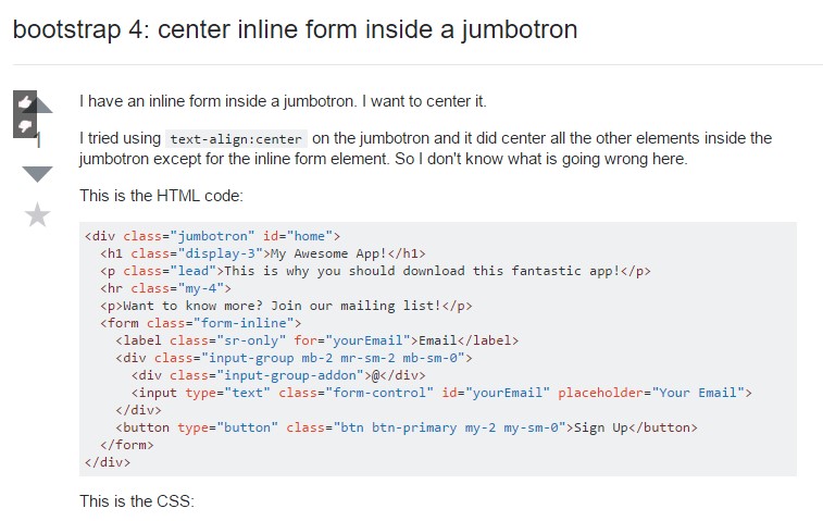 Bootstrap 4:  focus inline form  within a jumbotron