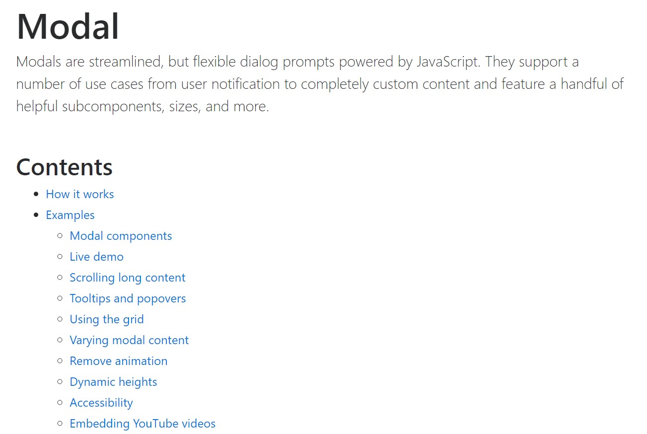 Bootstrap Modal Popup:  main  documents