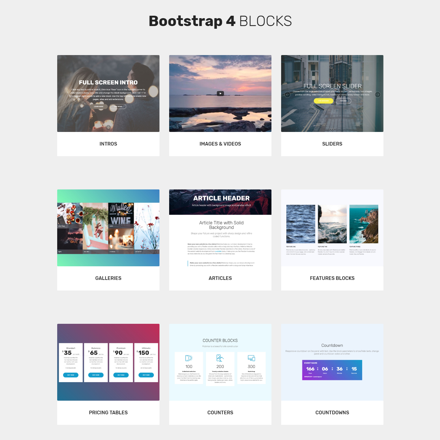 CSS3 Bootstrap 4 blocks  Templates