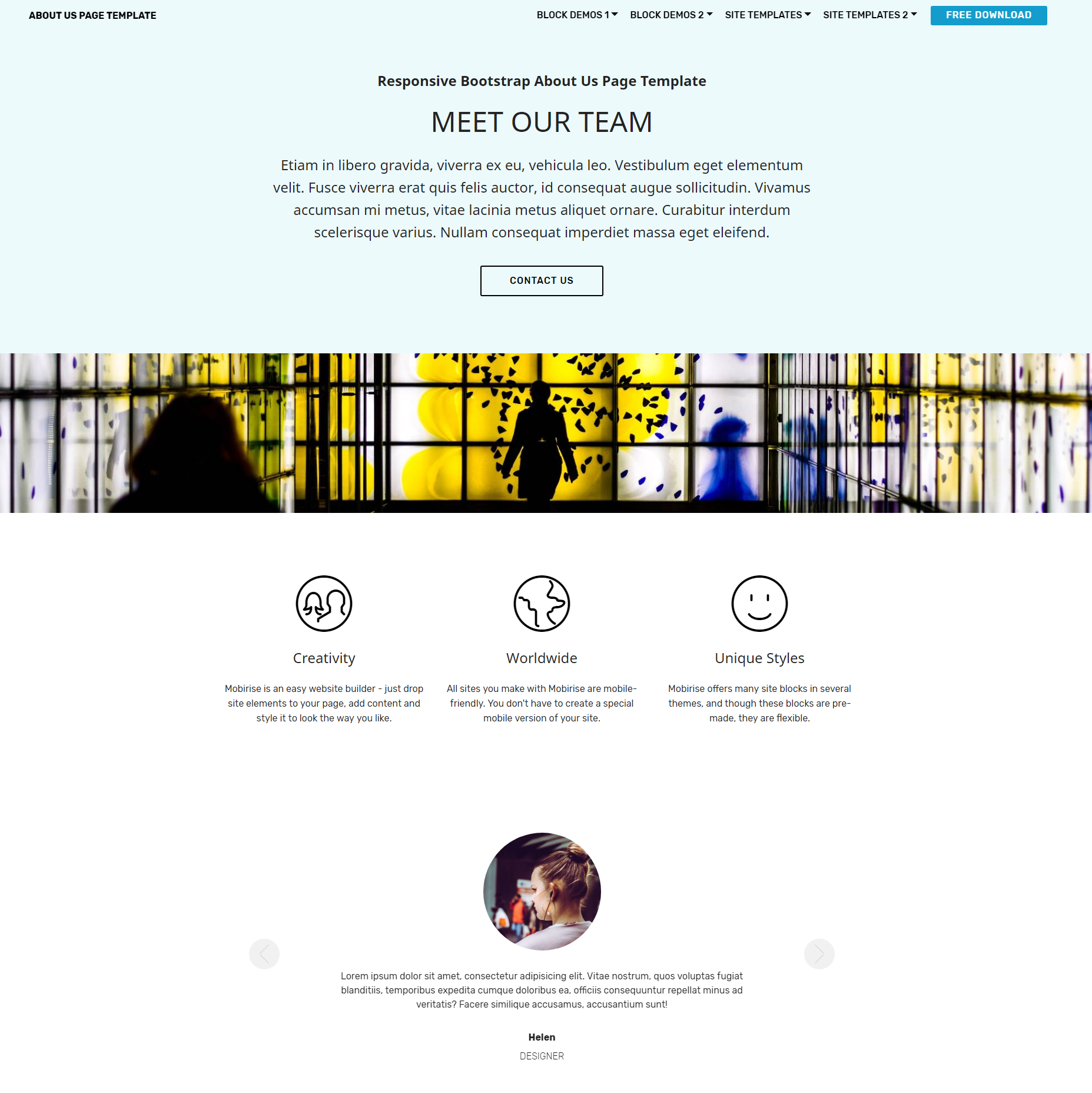 HTML Bootstrap About Us Themes